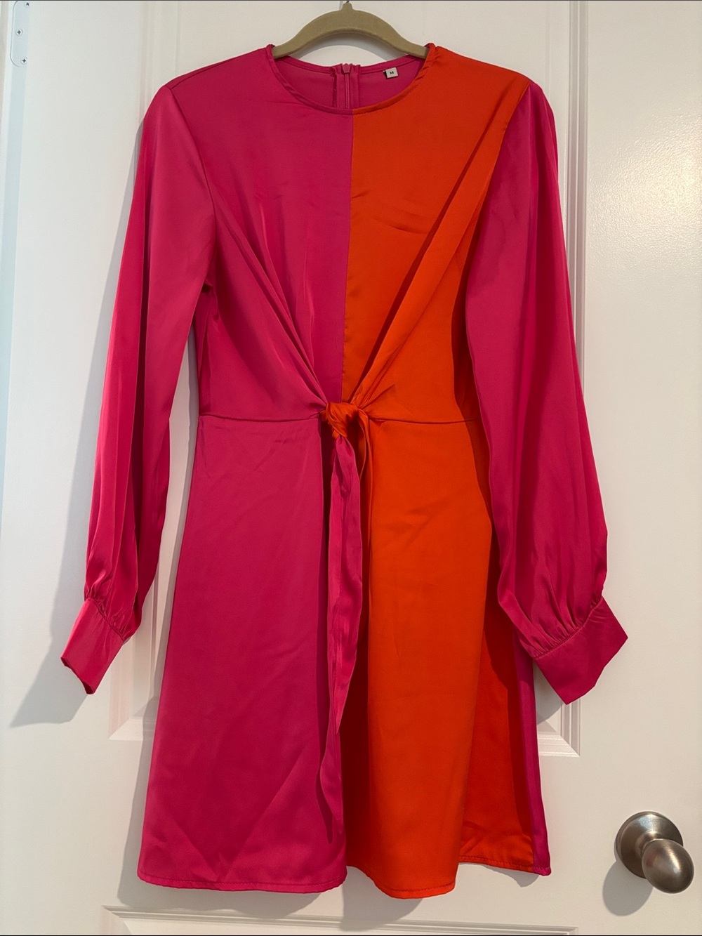 Tie-Front Mini Dress in Pink and Orange